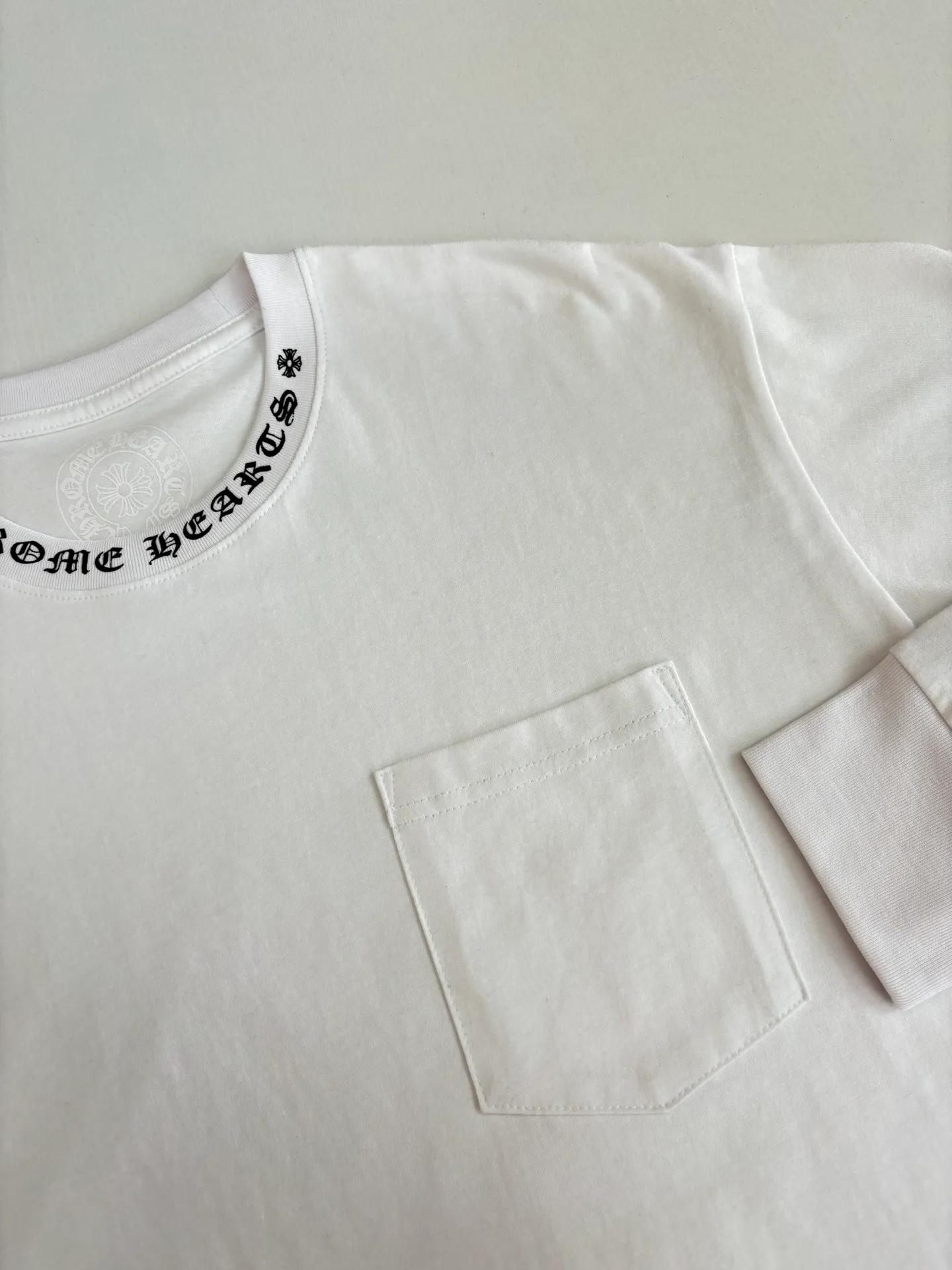 P290 Chrome Heart*/Chrome Heart Sanskrit collar letter printed long-sleeved T-shirt Size: S/M/L